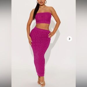 Vibrant Pink Tube Top and Skirt Set